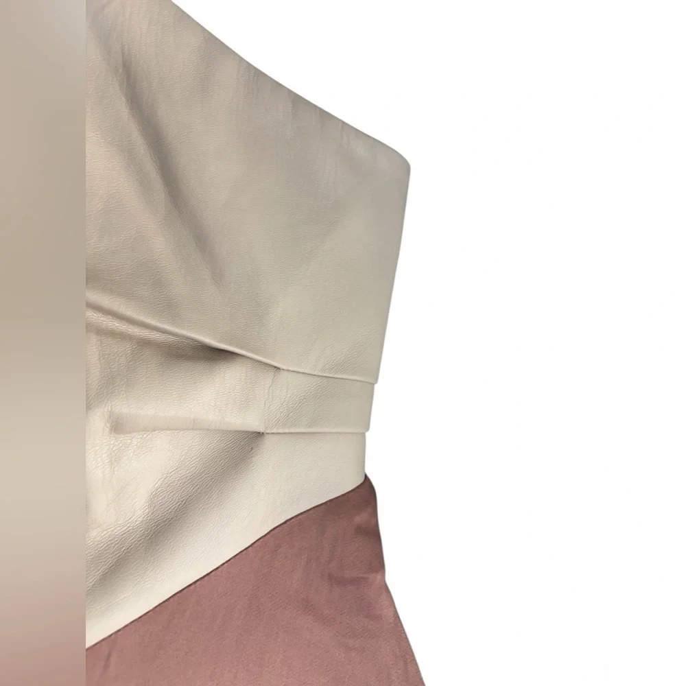 NWT Anthropologie Faux Leather One-Shoulder Asymmetrical Midi Dress size 2 - Picture 6 of 16